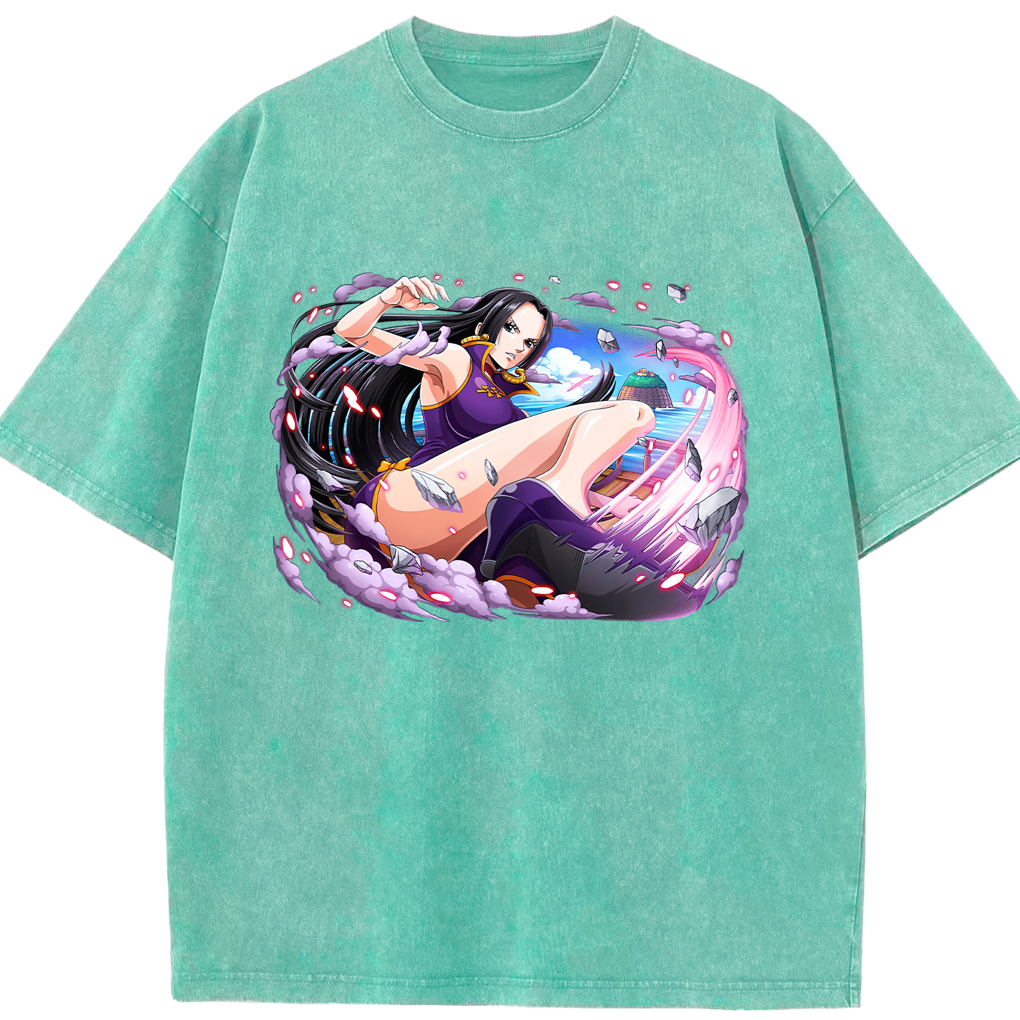 ワンピース ボア・ハンコック ONE PIECE Boa·Hancock 綿100% ヴィンテージ風 半袖Tシャツ（フロントプリント）